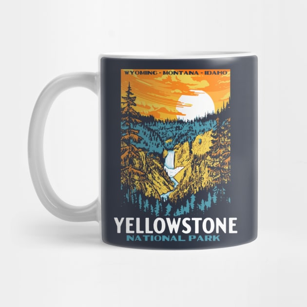 Yellowstone National Park - Lower Falls Vintage WPA Poster Style by GIANTSTEPDESIGN